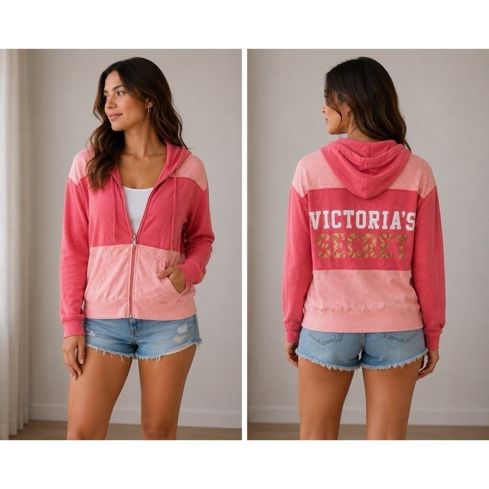 Victorias Secret Supermodel Essentials Foil Bling Zip Hoodie S Angel Y2K 2000's